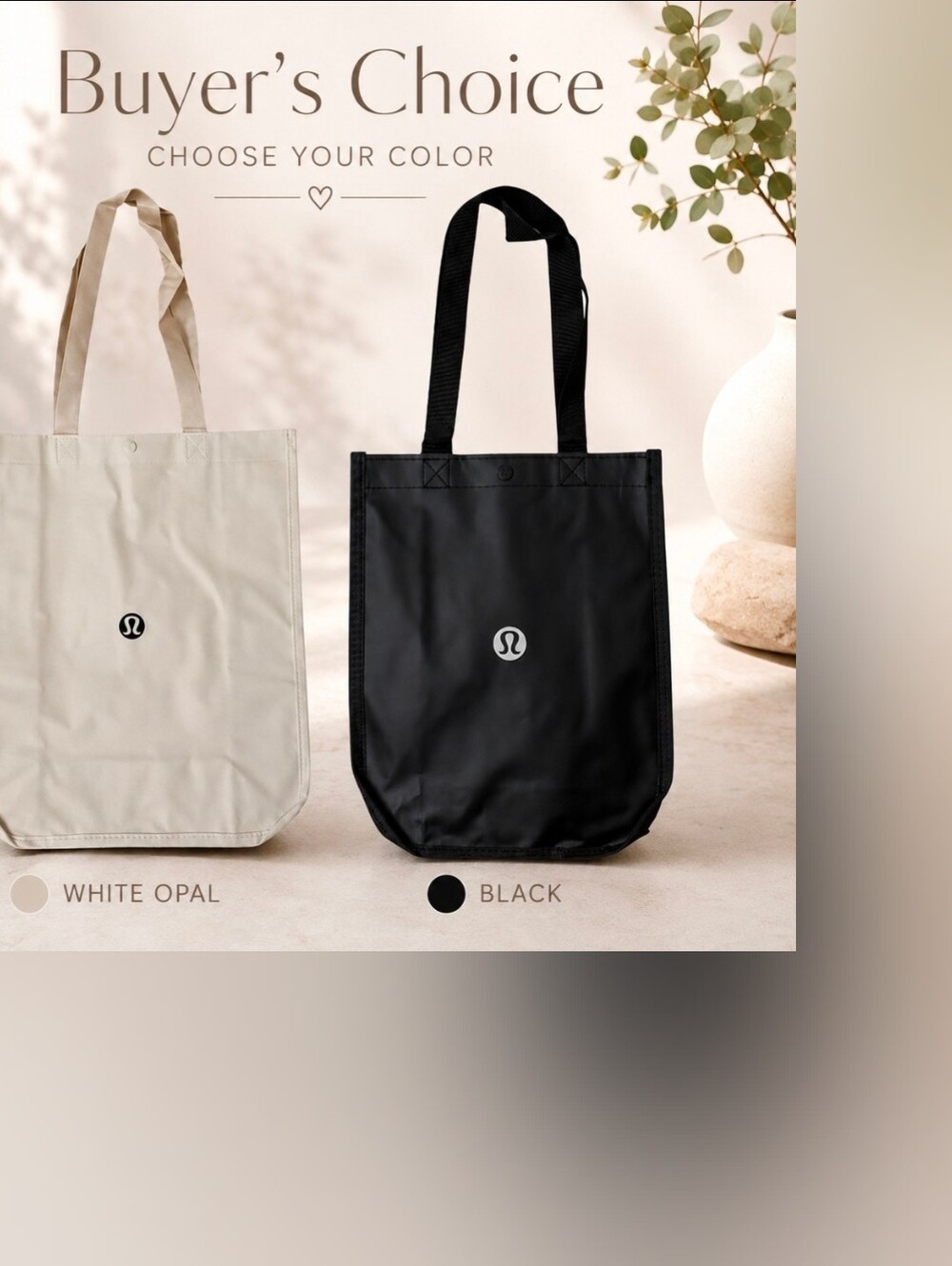 Lululemon Holiday Special Edition Small Reusable Tote Carryall Black OR White